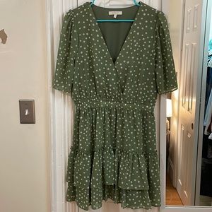 WAYF Green Polka Dot dress